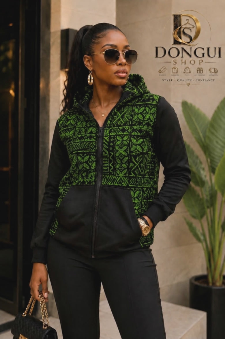 Pull Afro Chic Vert & Noir