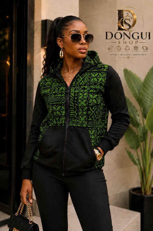 Pull Afro Chic Vert & Noir